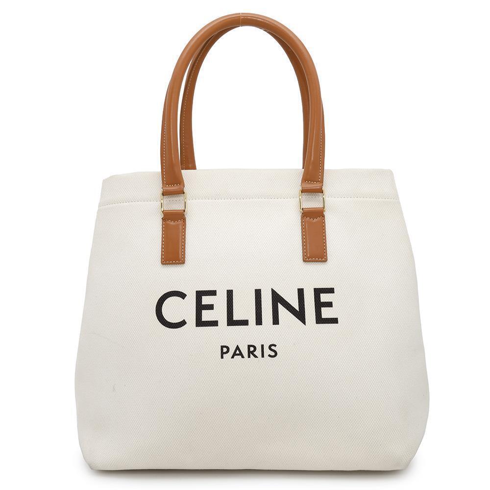 Celine Horizontal Cabas Tote Bag White